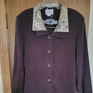 Courtenay Brown Faux Suede Skirt Suit - Size 14